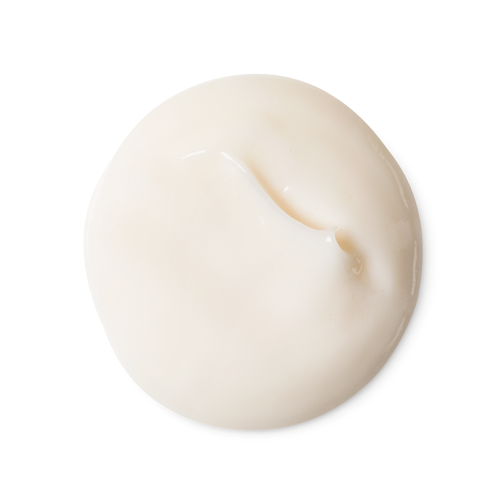 A sample of smooth, thick, cream coloured Candy Rain conditioner.