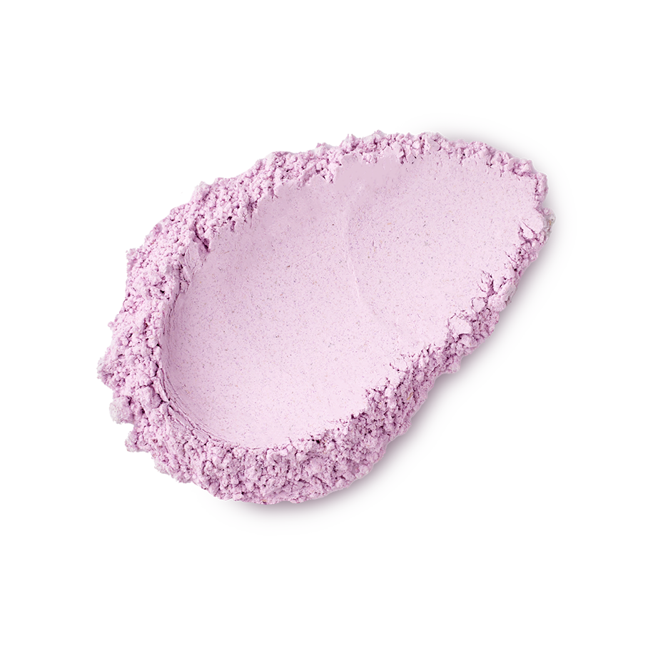 Sleepy Dust. A neatly smudged swatch of ultra-fine, lilac-coloured dusting powder.