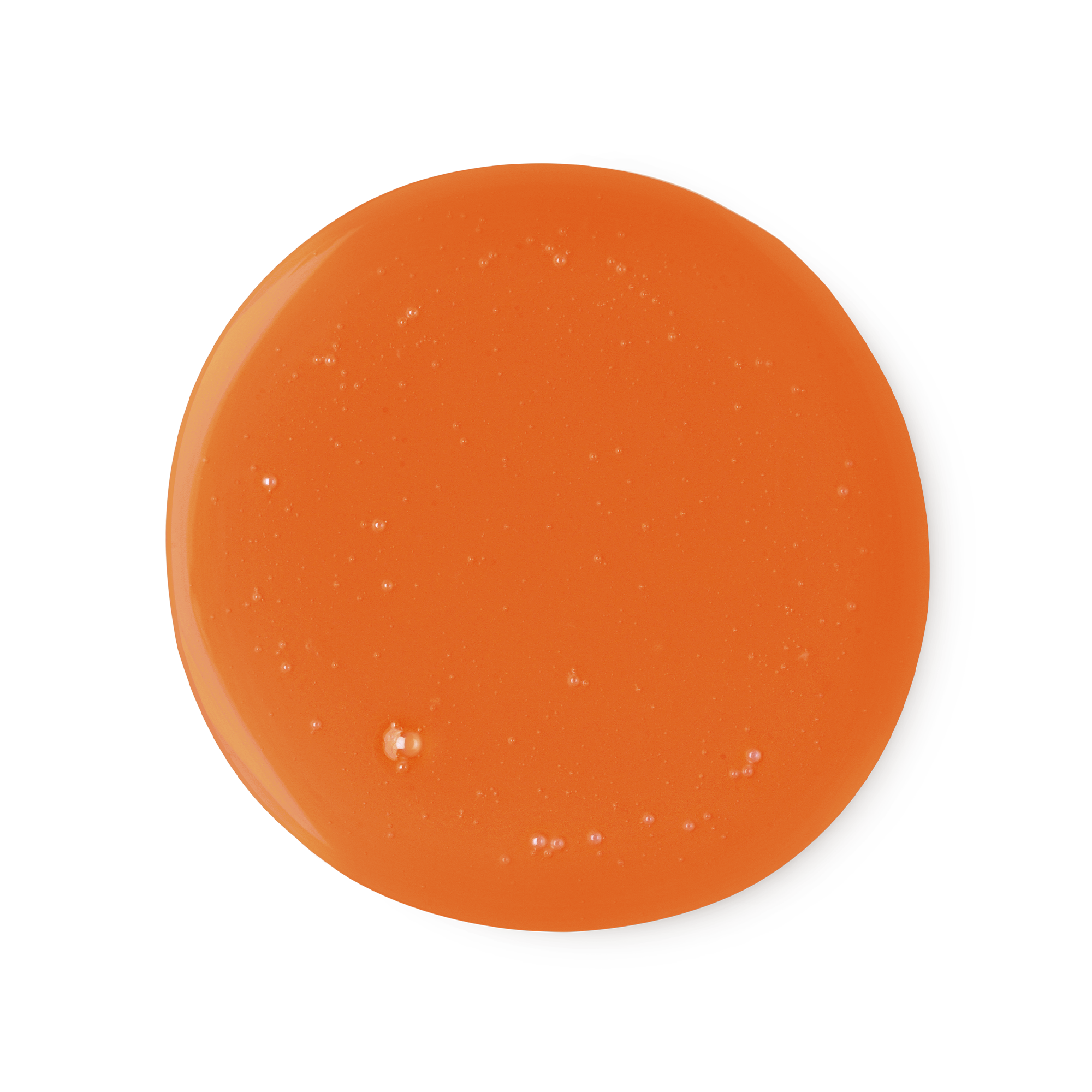 A sample of vibrant orange The Olive Branch shower gel.